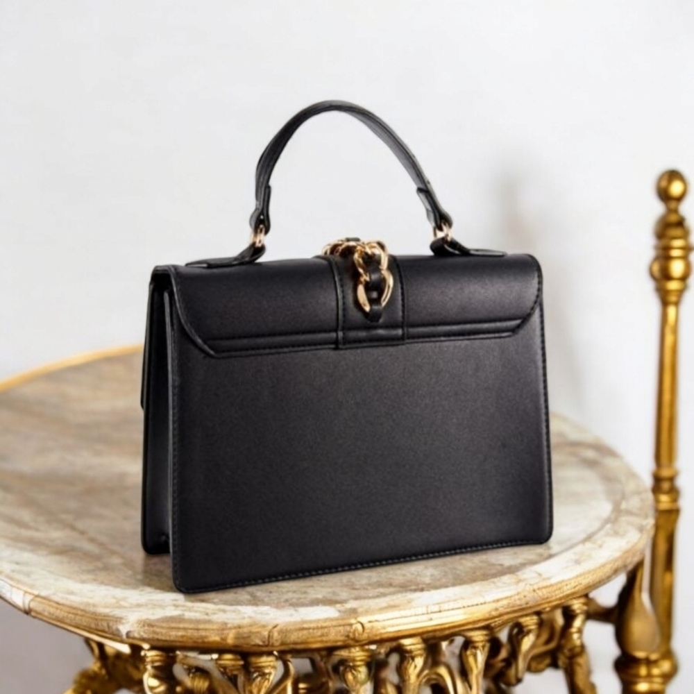 NWT Badgley Mischka Black Chain Studded Crossbody/Handle Purse - Picture 5 of 5